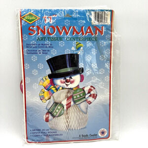 Vintage 1982 Beistle Snowman Honeycomb Art Tissue Centerpiece Holiday Decoration